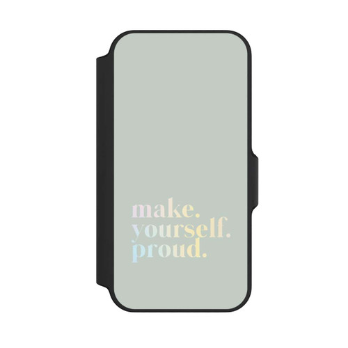 Apple iPhone 13 Mini NIVOflip Make Yourself Proud Zitat-Minze und Farbverlauf