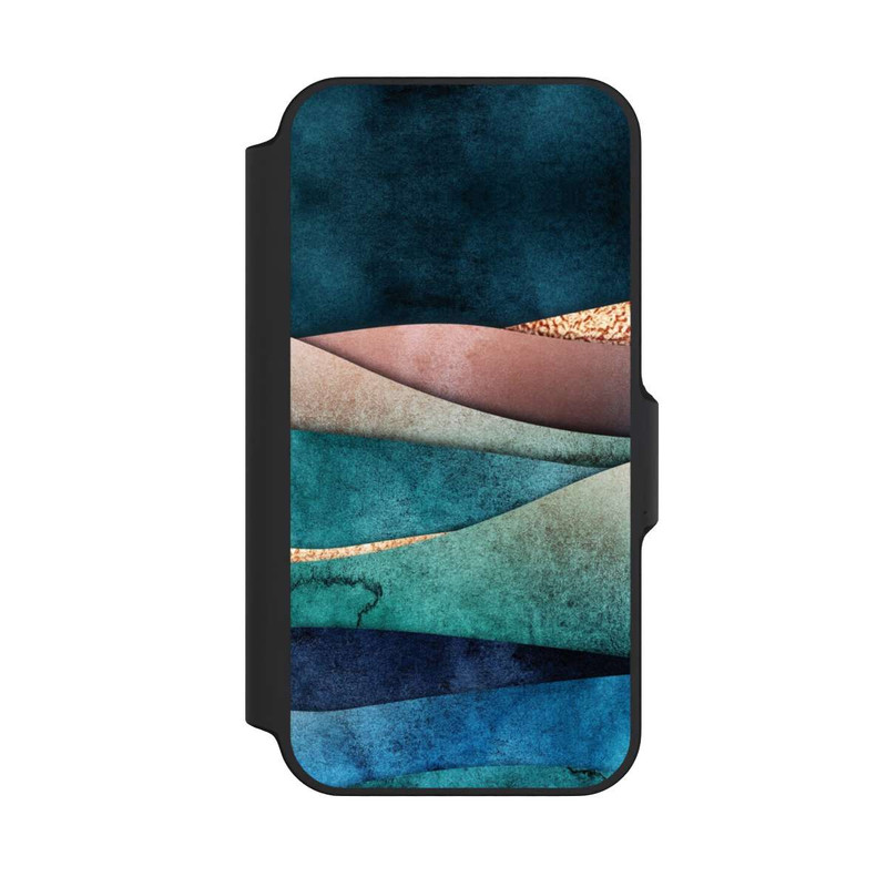 iPhone 13 Mini NIVOflip Blau-Goldene Wellen