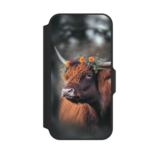 Apple iPhone 13 Mini NIVOflip Vache des Highlands avec des fleurs avec IA