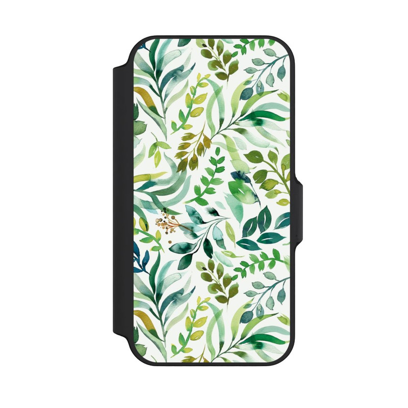 iPhone 13 Mini NIVOflip Aquarell Palmenblätter Botanisch Grün