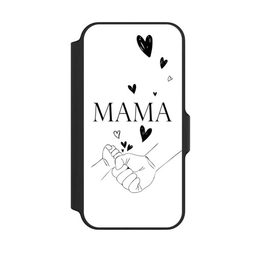 Apple iPhone 13 Mini NIVOflip Muttertag Line Art Hände Schwarz Weiß