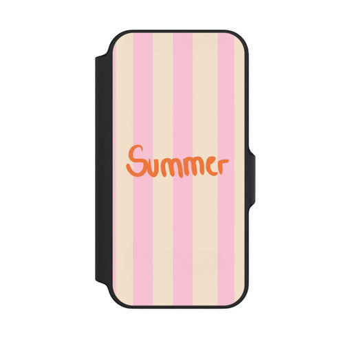 Apple iPhone 13 Mini NIVOflip Summer- Rosa und Orange Streifen Hintergrund