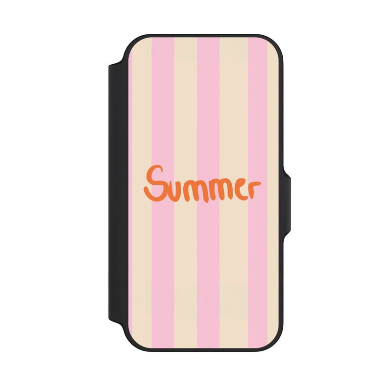 iPhone 13 Mini NIVOflip Summer- Rosa und Orange Streifen Hintergrund