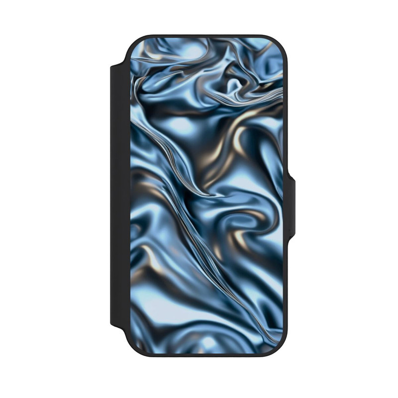 iPhone 13 Mini NIVOflip Glänzender Stoff Chrome Metallic Blau mit KI