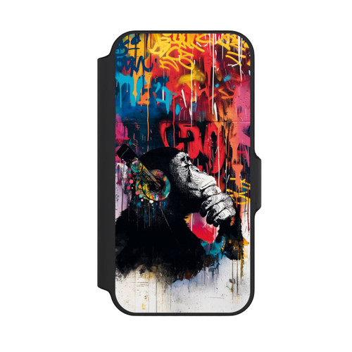 Apple iPhone 13 Mini NIVOflip Affe Stereo Kopfhörer Graffiti Street Art Blau
