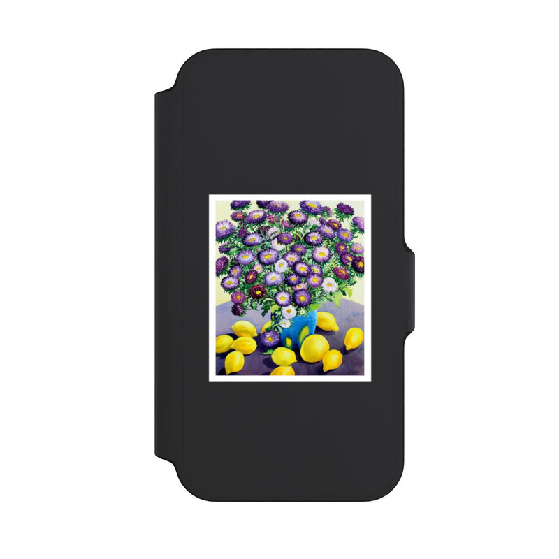 iPhone 13 Mini NIVOflip Purple Asters and Lemons by Christopher Ryland