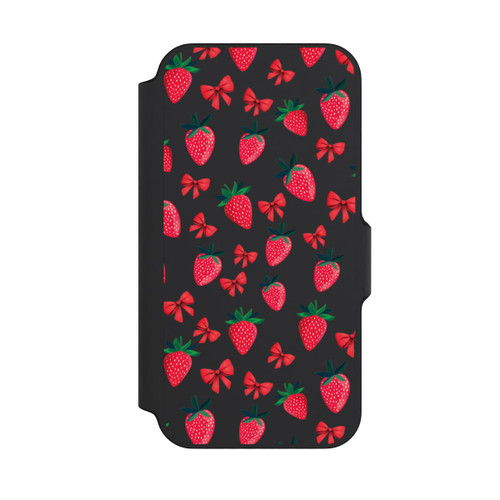 Apple iPhone 13 Mini NIVOflip Strawberry Heart Ribbon Pattern Transparent