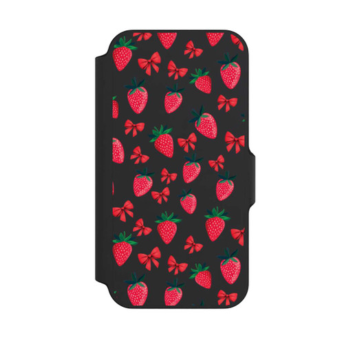 Apple iPhone 13 Mini NIVOflip Strawberry Heart Ribbon Pattern Transparent