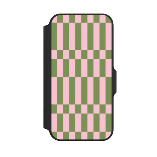 Apple iPhone 13 Mini NIVOflip Sage and Pink Checked Pattern Theme