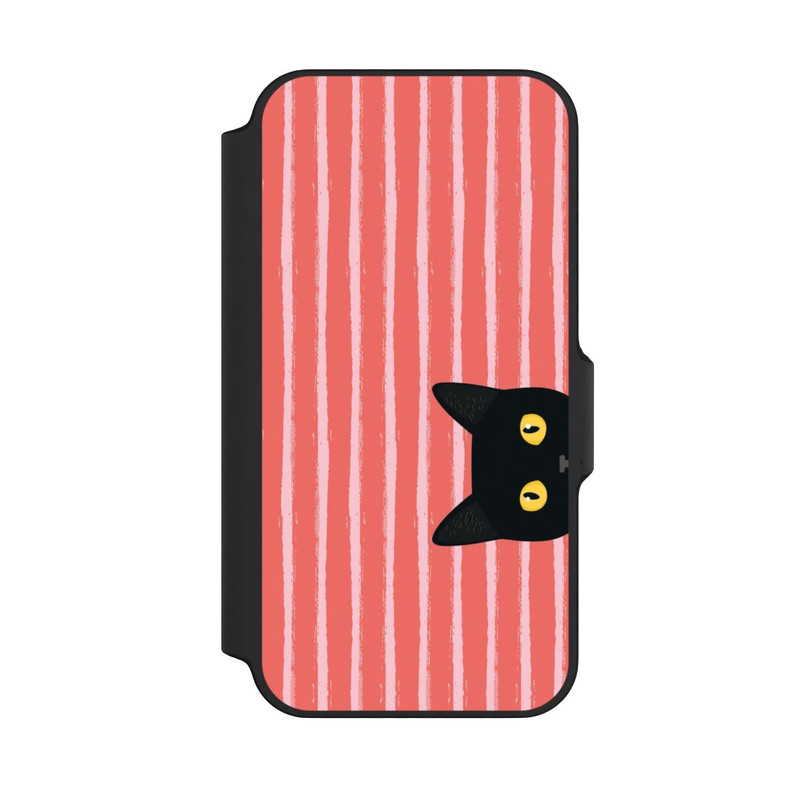 iPhone 13 Mini NIVOflip Schwarze Katze Gestreift Orange