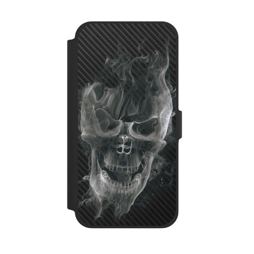 Apple iPhone 13 Pro Max NIVOflip rauchender Totenkopf Carbon