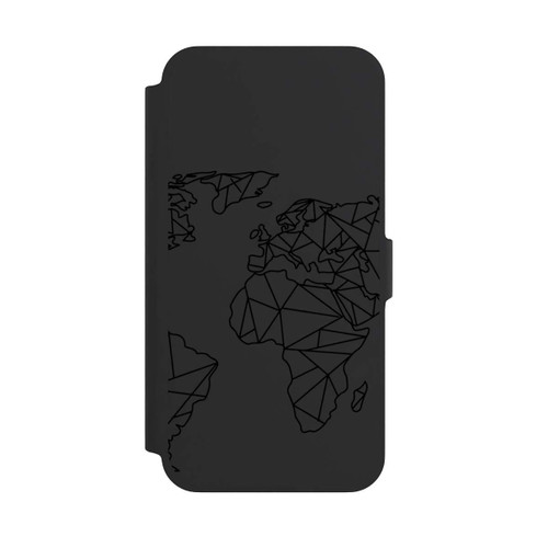 Apple iPhone 13 Pro Max NIVOflip Polygon Weltkarte Schwarz ohne Hintergrund