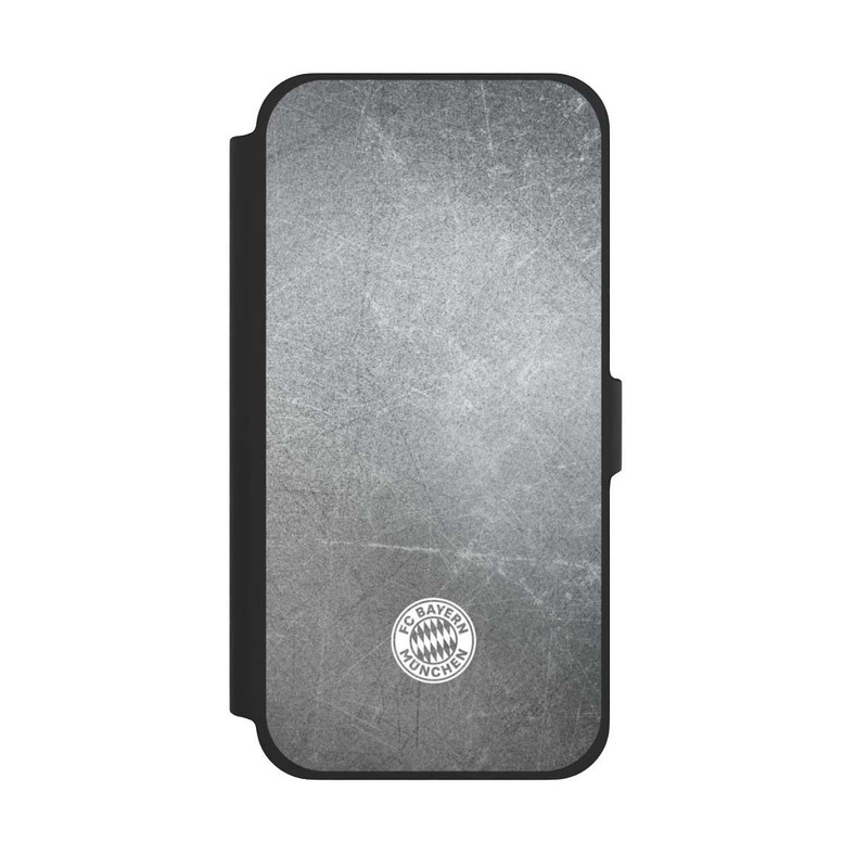 iPhone 13 Pro Max NIVOflip Klassisches FCB Logo Klein - Weiß auf Metalllook