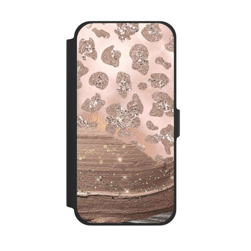 Apple iPhone 13 Pro Max NIVOflip Silberner Leoparden Glitzerlook