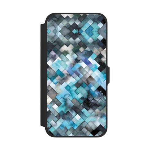 Apple iPhone 13 Pro Max NIVOflip stimmungsvolles geometrisches Muster blau