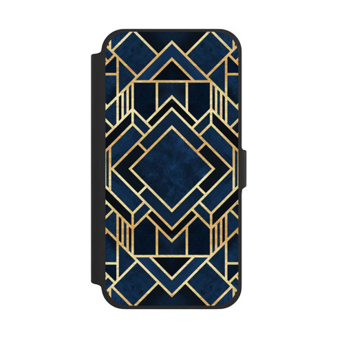 Apple iPhone 13 Pro Max NIVOflip Kunst Deko Blau Golddruck