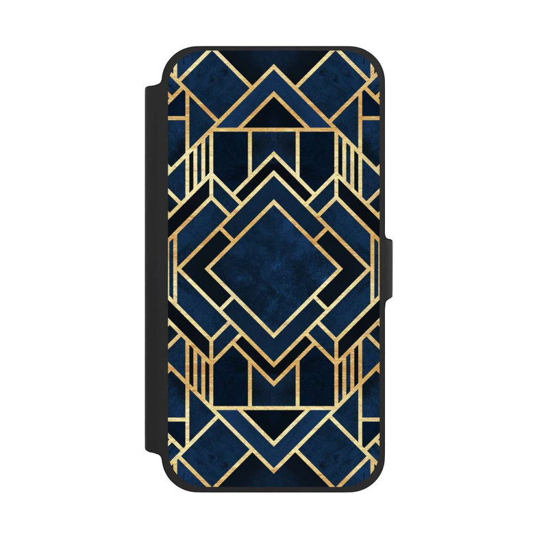 iPhone 13 Pro Max NIVOflip Kunst Deko Blau Golddruck