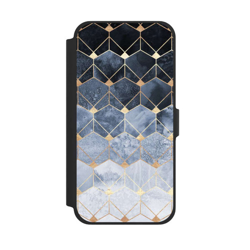 Apple iPhone 13 Pro Max NIVOflip Blue Hexagons And Diamonds Gold Print