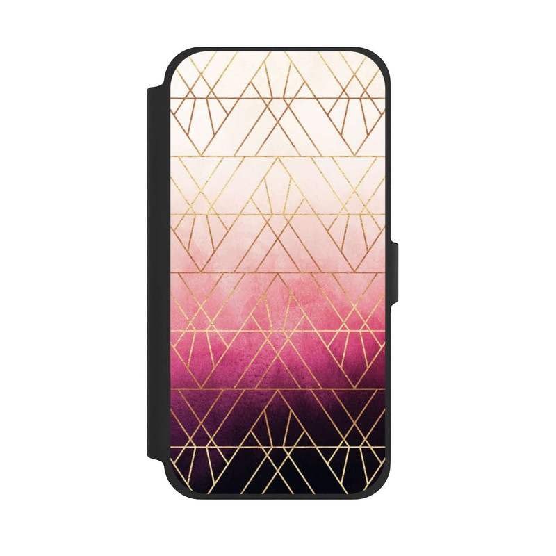 iPhone 13 Pro Max NIVOflip Pink Ombre Dreiecke Golddruck