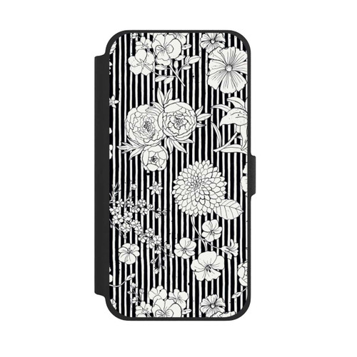 Apple iPhone 13 Pro Max NIVOflip Blumen und Streifen Schwarz und Weiß