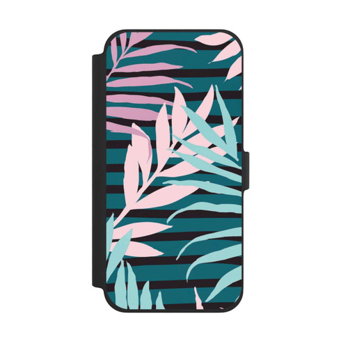 Apple iPhone 13 Pro Max NIVOflip Pastel Jungle Leaves Pink Teal Seamless