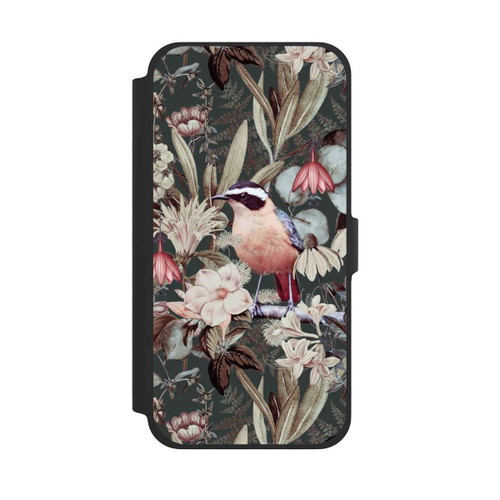 Apple iPhone 13 Pro Max NIVOflip Orangefarbener Vogel im Vintage Blumenmuster