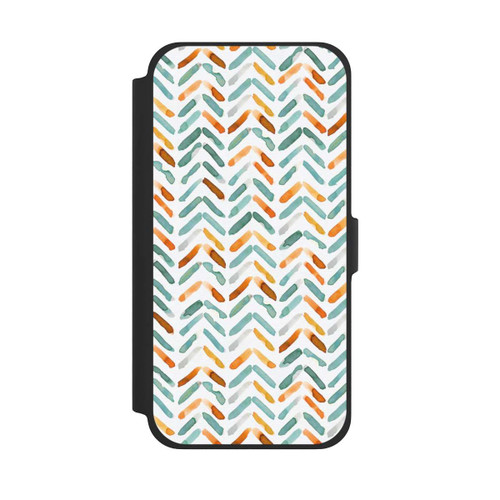 Apple iPhone 13 Pro Max NIVOflip Elegantes Herbstchevron Blau Orange