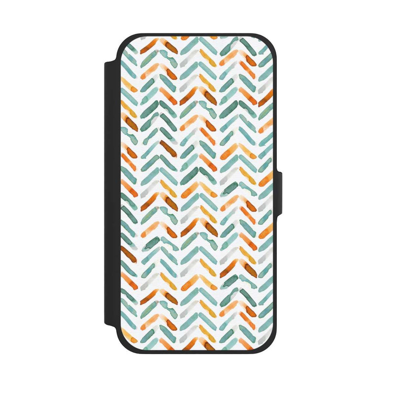 iPhone 13 Pro Max NIVOflip Elegantes Herbstchevron Blau Orange