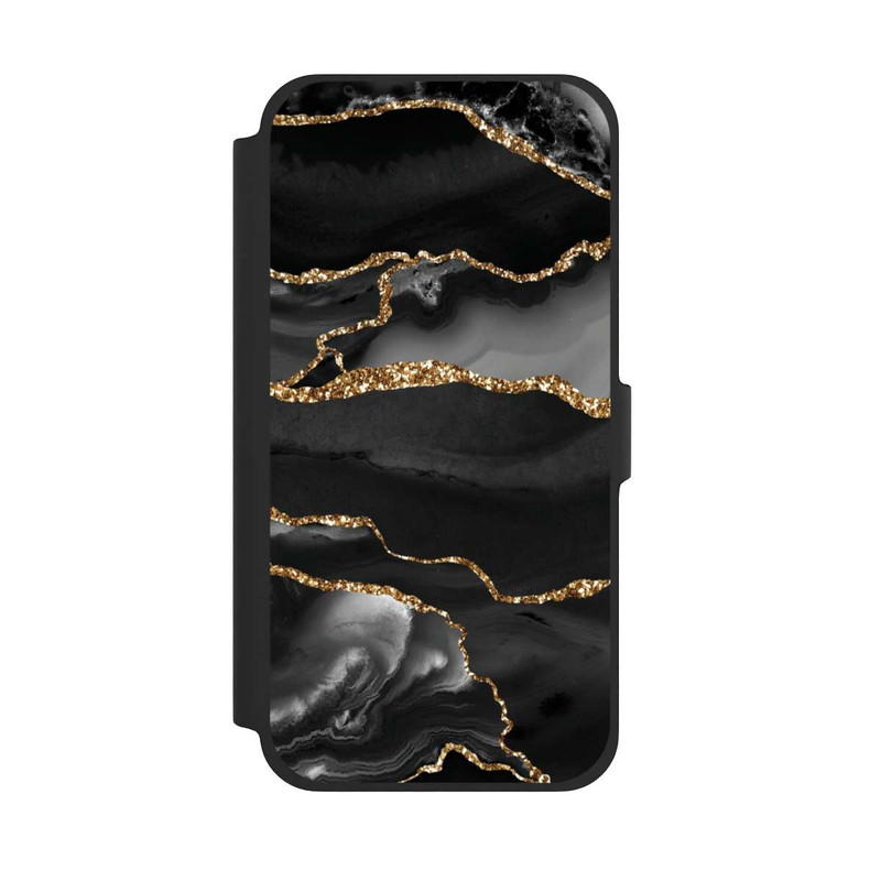iPhone 13 Pro Max NIVOflip Dark Marble Stripes Gold Look