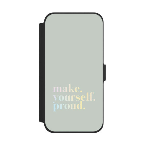 Apple iPhone 13 Pro Max NIVOflip Make Yourself Proud Zitat-Minze und Farbverlauf