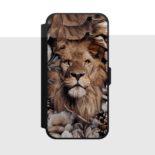 Apple iPhone 13 Pro Max NIVOflip Löwe Blumenrahmen Beige