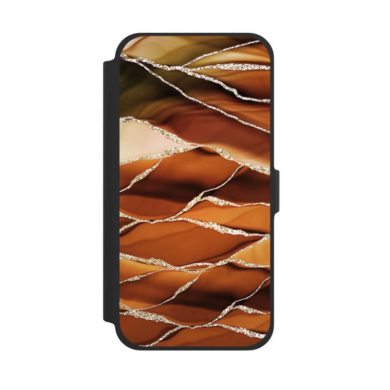 iPhone 13 Pro Max NIVOflip Braune Marmorstreifen im Glitzer Look