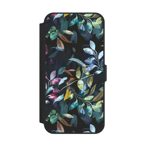 Apple iPhone 13 Pro Max NIVOflip Mystische Aquarellblätter schwarz
