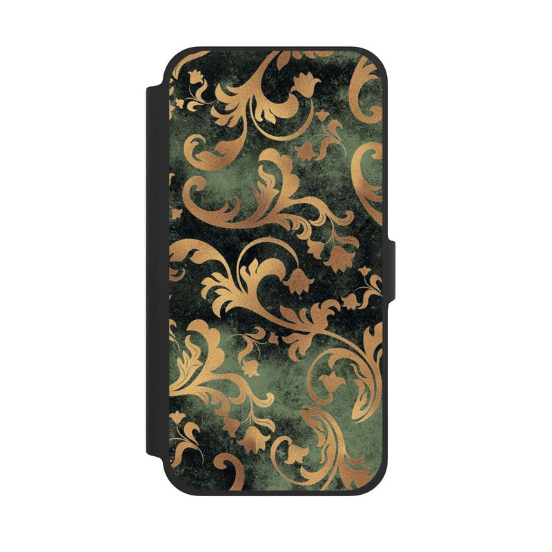 iPhone 13 Pro Max NIVOflip Papier Peint Damassé Vert Foncé