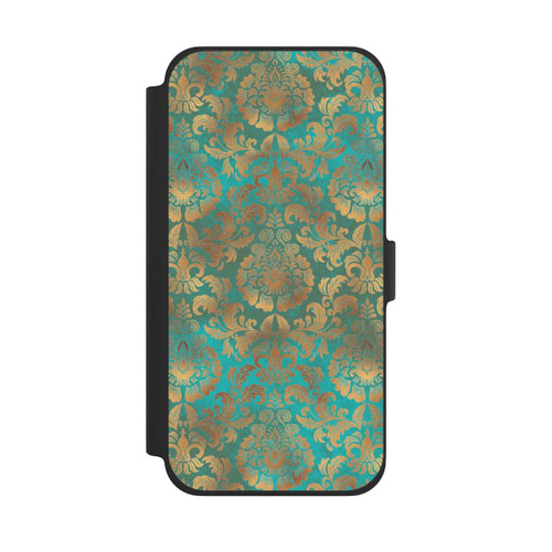 Apple iPhone 13 Pro Max NIVOflip Damask Wallpaper Turquoise