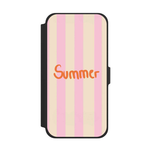 Apple iPhone 13 Pro Max NIVOflip Summer- Rosa und Orange Streifen Hintergrund