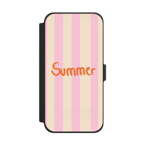 Apple iPhone 13 Pro Max NIVOflip Summer- Rosa und Orange Streifen Hintergrund