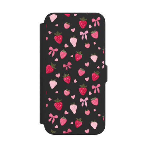 Apple iPhone 13 Pro Max NIVOflip Erdbeer Herz Schleifen Pink Muster Transparent