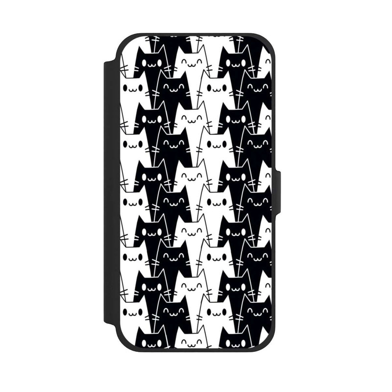 iPhone 13 Pro Max NIVOflip Katzentapete Schwarz Weiß