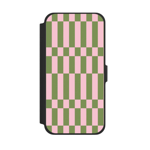 Apple iPhone 13 Pro Max NIVOflip Karomuster in Salbei und Rosa