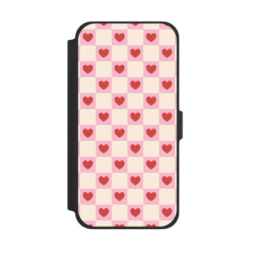 Apple iPhone 13 Pro Max NIVOflip Rosa Kariertes Herzmuster Valentinstag
