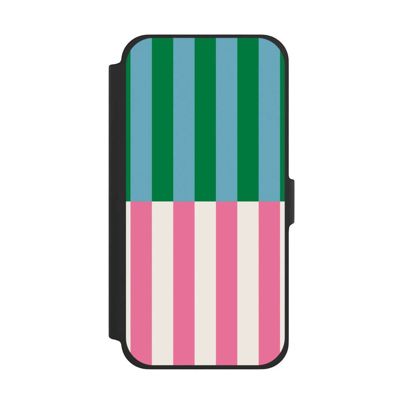 iPhone 13 Pro Max NIVOflip Motif Rayé Vert Rose