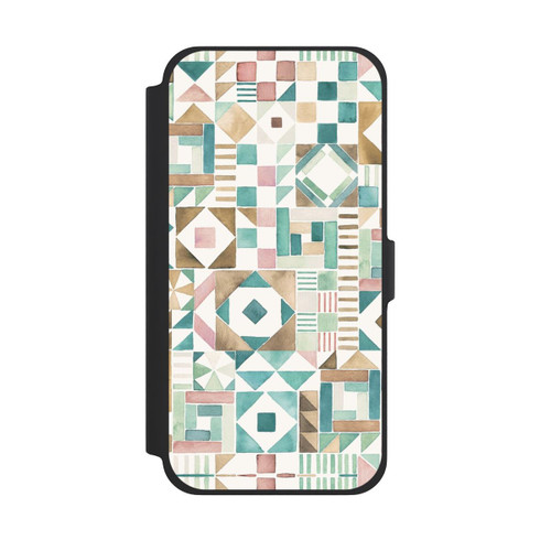Apple iPhone 13 Pro Max NIVOflip Geometric Blocks Retro Vintage Patchwork Green