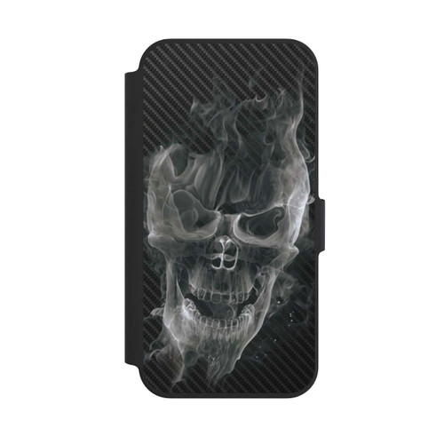 Apple iPhone 13 Pro NIVOflip rauchender Totenkopf Carbon