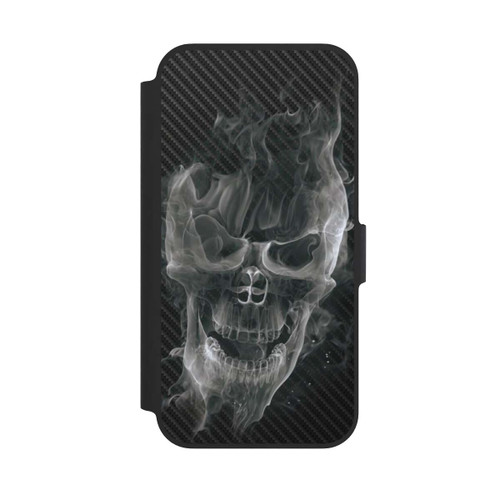 Apple iPhone 13 Pro NIVOflip rauchender Totenkopf Carbon