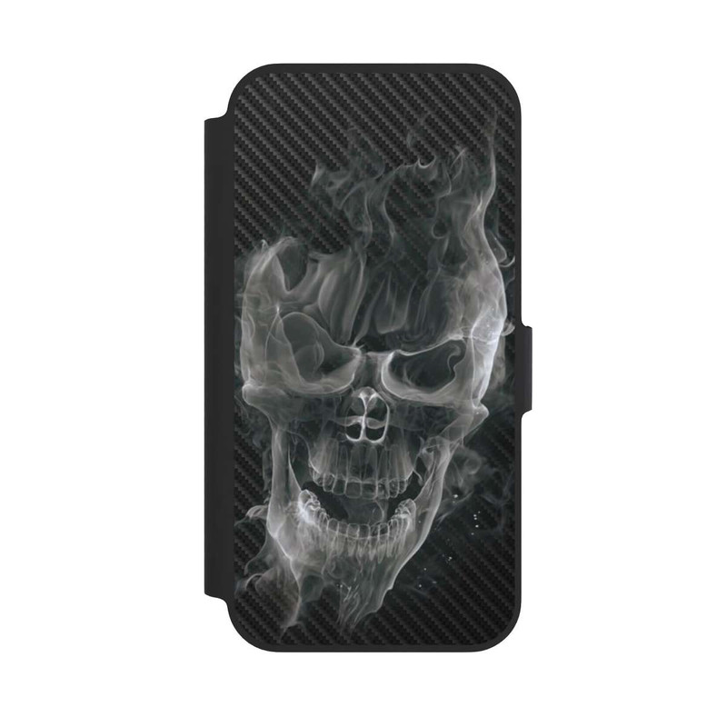 iPhone 13 Pro NIVOflip rauchender Totenkopf Carbon