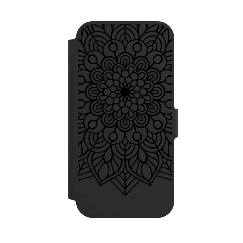 iPhone 13 Pro NIVOflip Indian Mandala Schwarz ohne Hintergrund