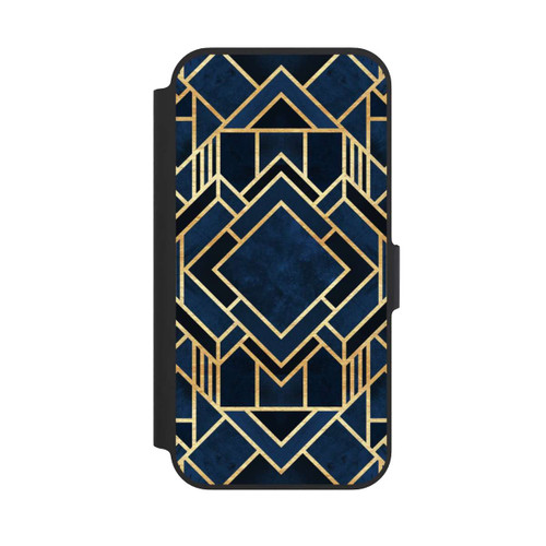 Apple iPhone 13 Pro NIVOflip Kunst Deko Blau Golddruck