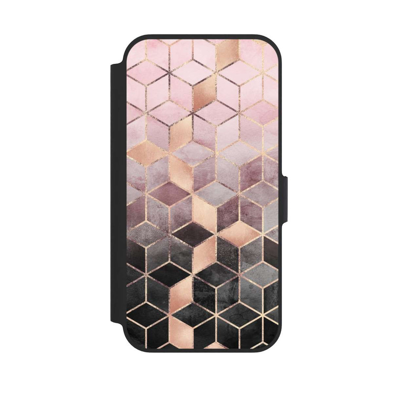 iPhone 13 Pro NIVOflip Imprimé Cubes Dégradés Gris Rose