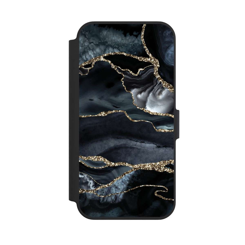 iPhone 13 Pro NIVOflip Dunkler Marmor Gold Glitzerlook
